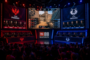 Hai đội tuyển Esports đang thi đấu trên sân khấu lớn